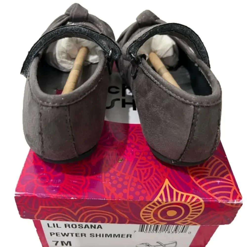 Rachel Shoes Pewter Shimmer Girl’s Flats Dress Shoes Size 7 NIB